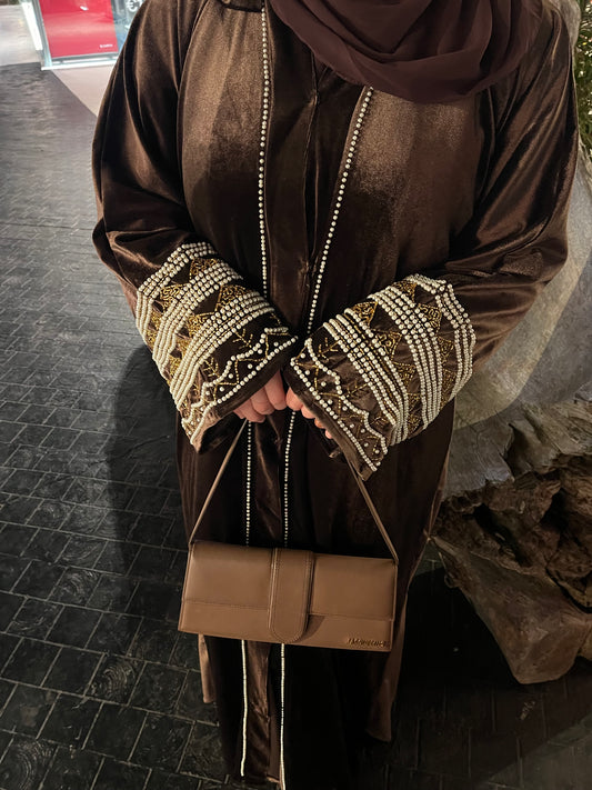 ABAYA VELOUR MARRON